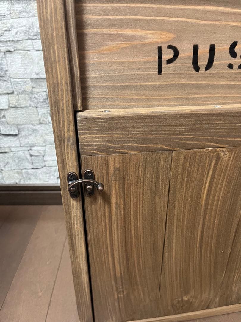 30L ダストボックス　アメリカン　オルテガ　黒×茶　木製　ハンドメイド