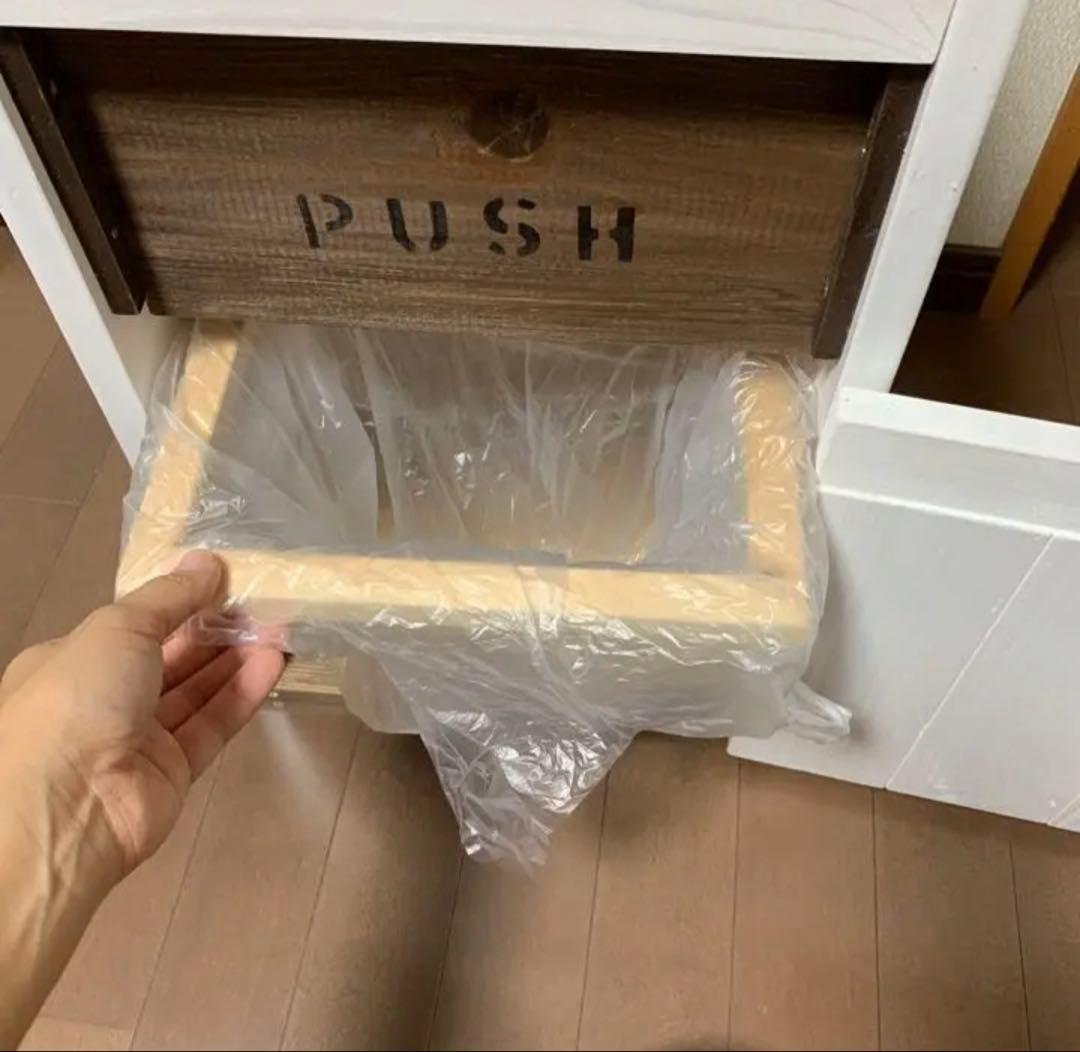 30L ダストボックス　アメリカン　オルテガ　黒×茶　木製　ハンドメイド