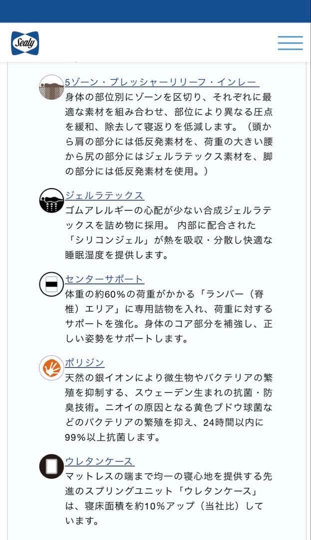 【美品・保証書あり】Sealy/シーリー/ガーナイト４Ⅳ/ダブル/マットレスのみ