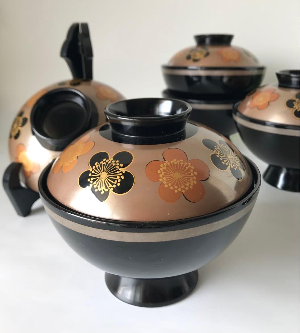 特製　能登輪島塗 蒔絵 木製　蓋付椀 煮物椀　吸物椀　5客セット　共箱