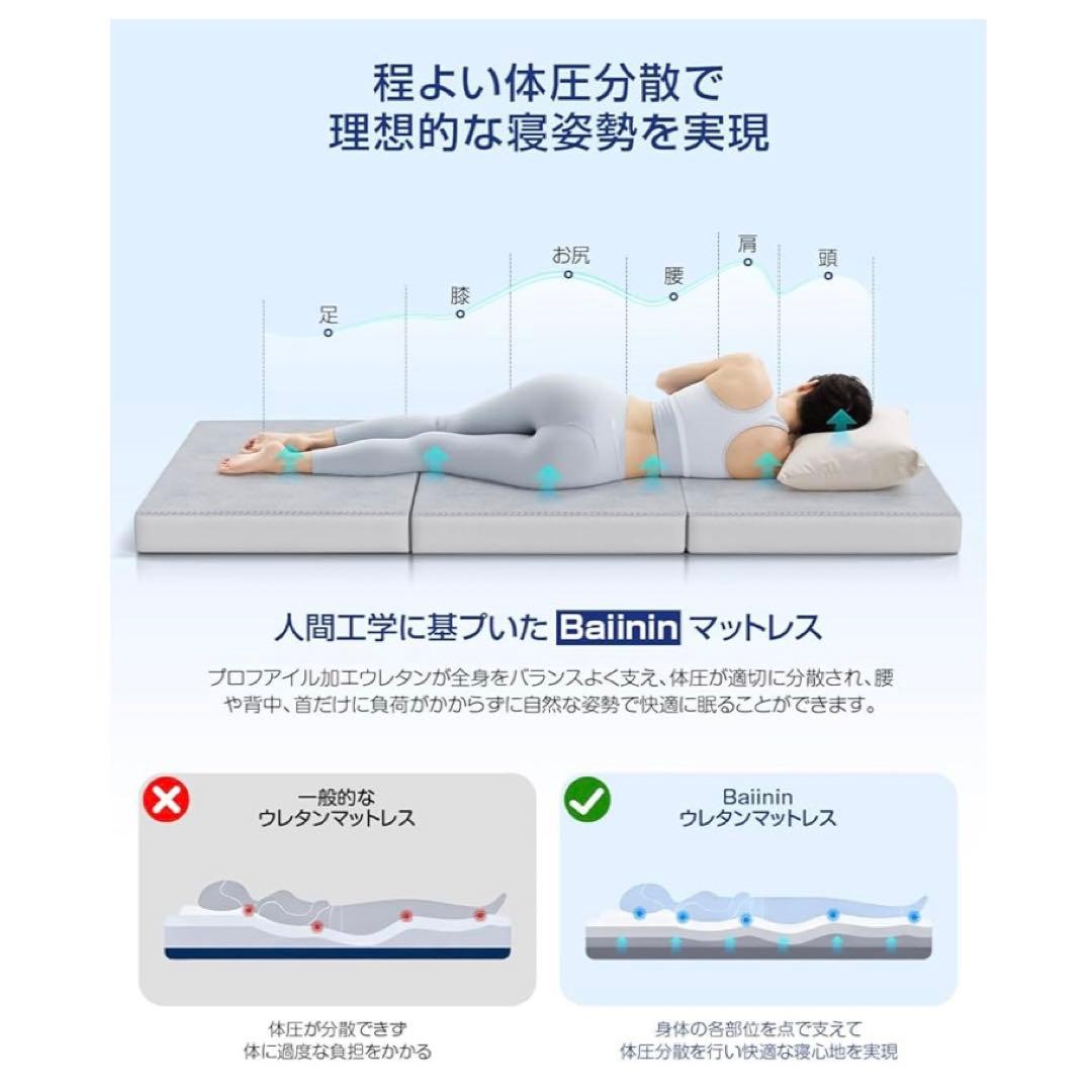 新品 折りたたみマットレス シングル 厚さ10cm 高反発 体圧分散 腰痛対策