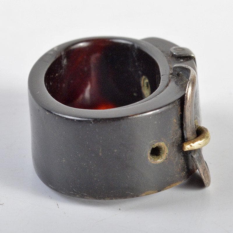 時代提げ物　鼈甲製　銀細工　ベルト型　根付　時代箱付　M　R4328