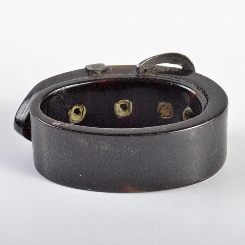 時代提げ物　鼈甲製　銀細工　ベルト型　根付　時代箱付　M　R4328