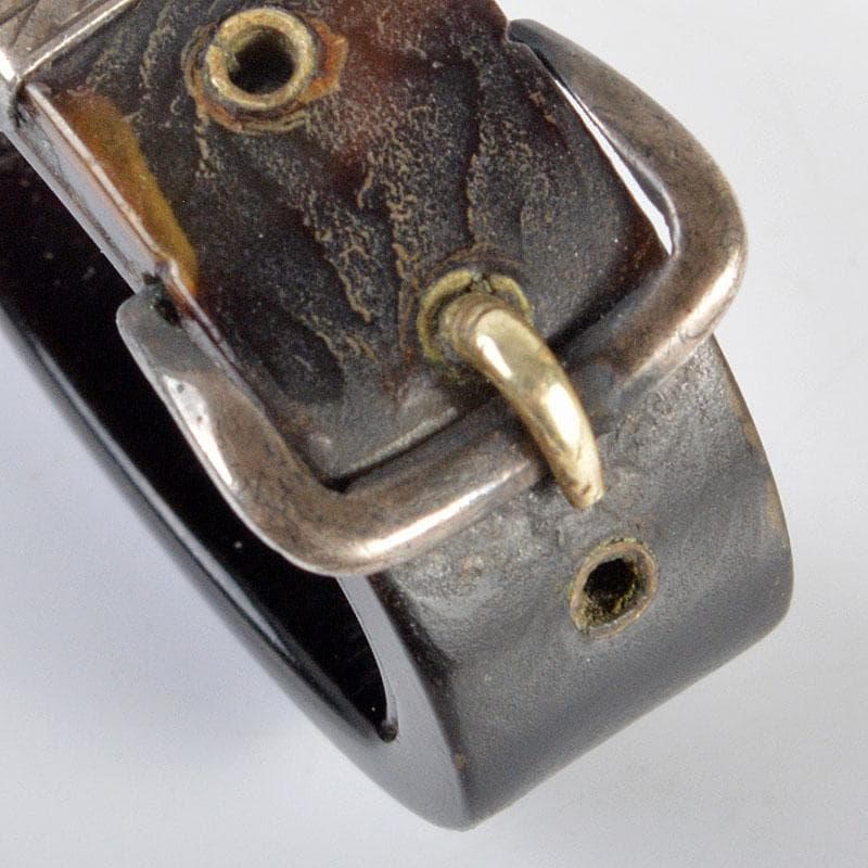 時代提げ物　鼈甲製　銀細工　ベルト型　根付　時代箱付　M　R4328