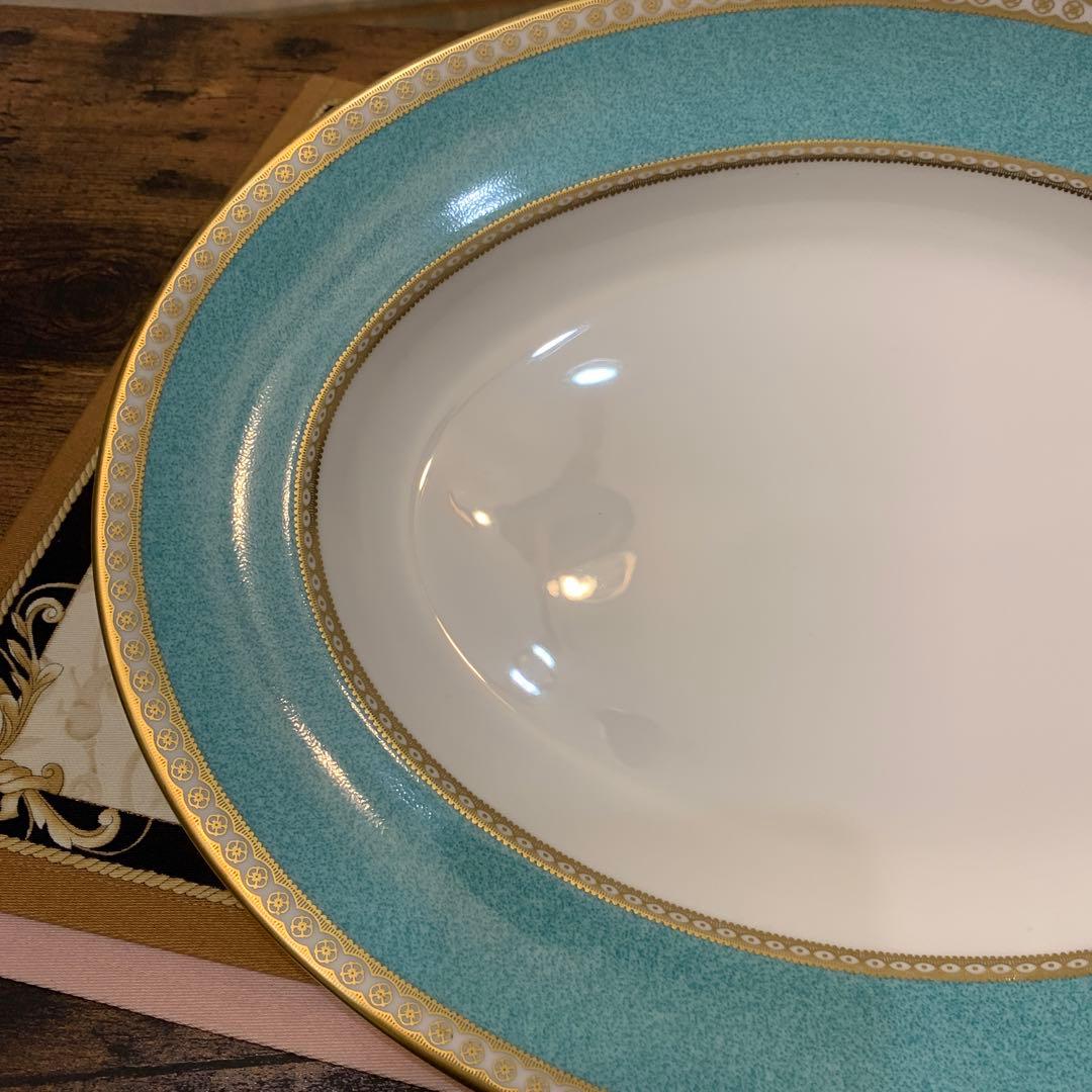 ウェッジウッド ユーランダー　パウダー　ターコイズ　36cmオーバルプレート