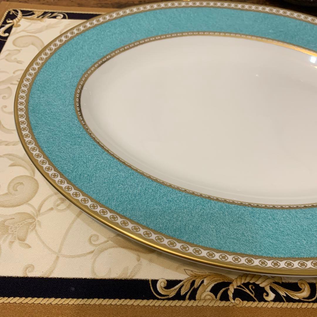 ウェッジウッド ユーランダー　パウダー　ターコイズ　36cmオーバルプレート