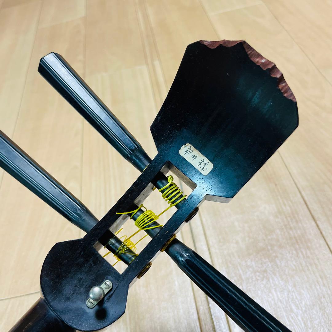 三味線　紅木　金細　綾杉　現状品