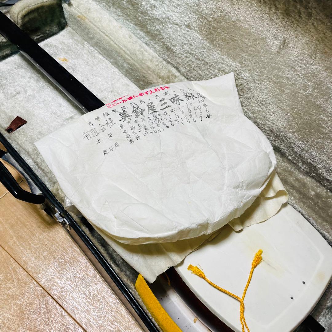 三味線　紅木　金細　綾杉　現状品