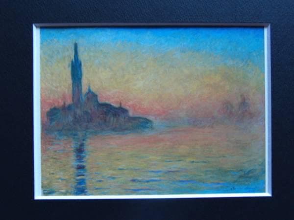 クロード・モネ、黄昏、ヴェネツィア、希少な額装用画集より、新品高級