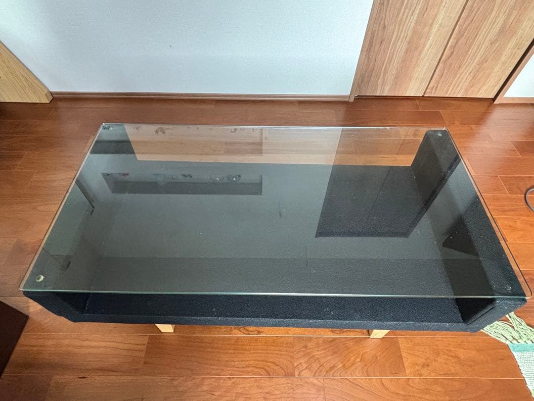 ガラス天板 ローテーブル 黒