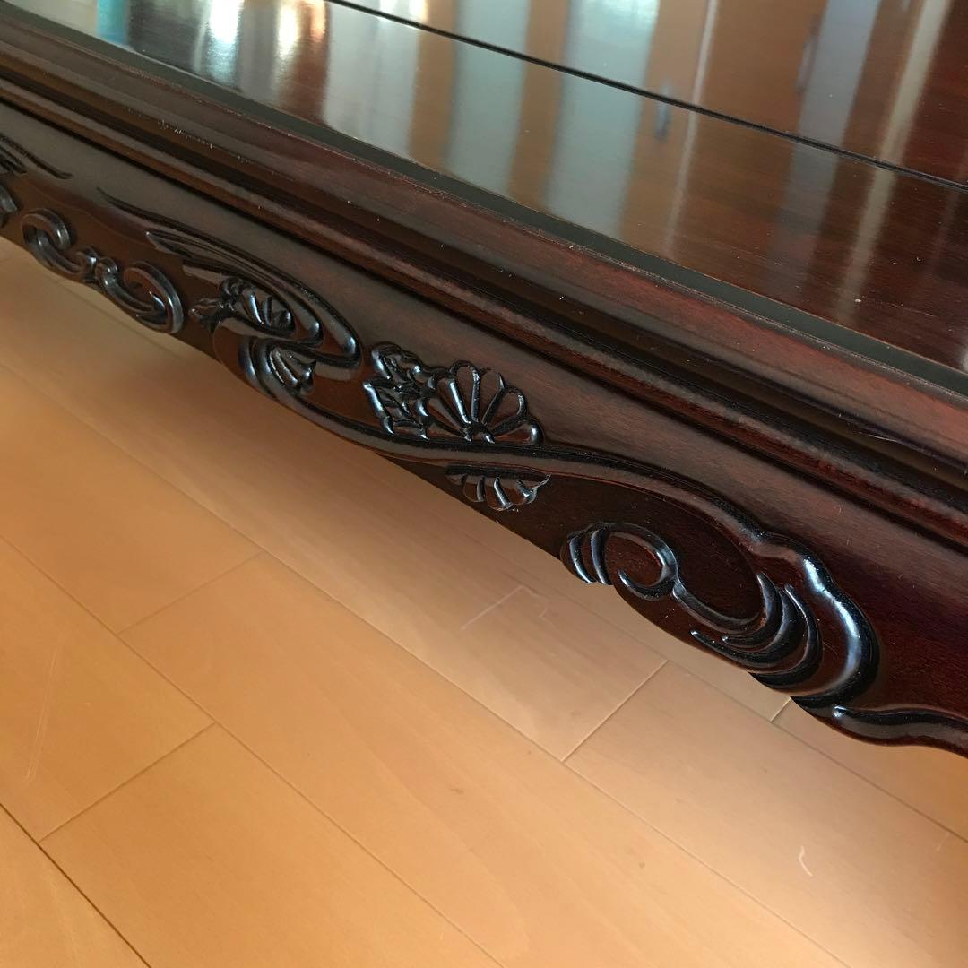 [美品]天然木 高級座卓 木彫 ヴィンテージ アンティーク 古民家 昭和 レトロ