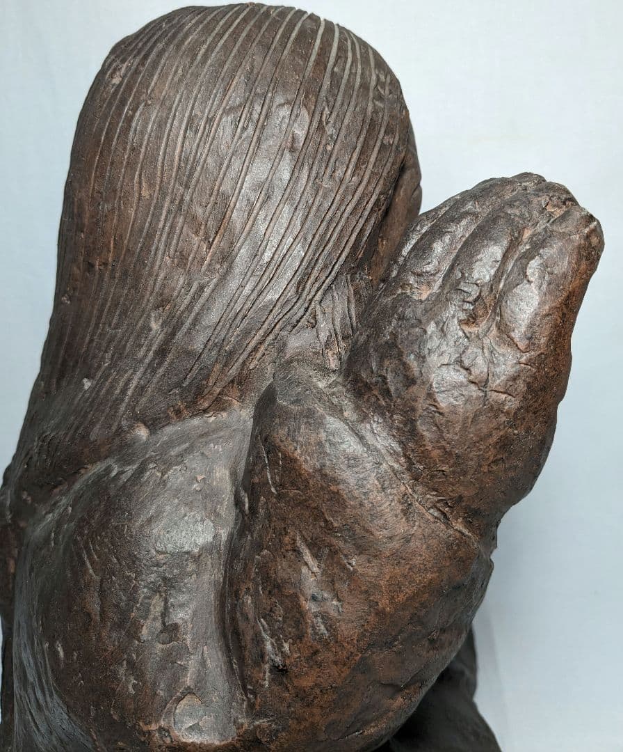 備前焼 手招きおたふく像 おかめ 陶像 置物 縁起物 彫刻 工芸品 細工物 希少