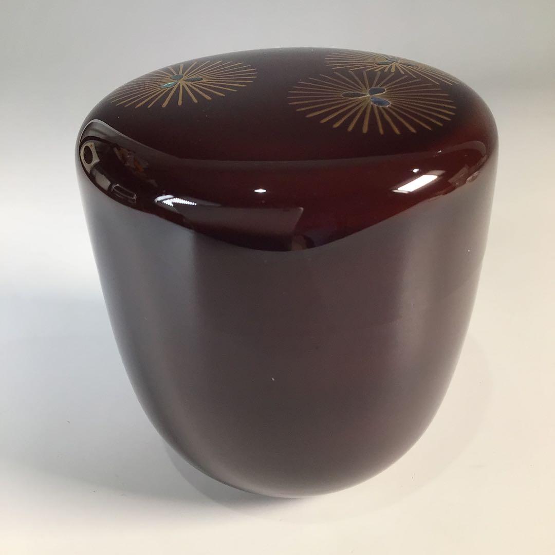 M754 中棗 『加賀蒔絵師 田中宗凌作』『溜塗』『唐松蒔絵』 共箱