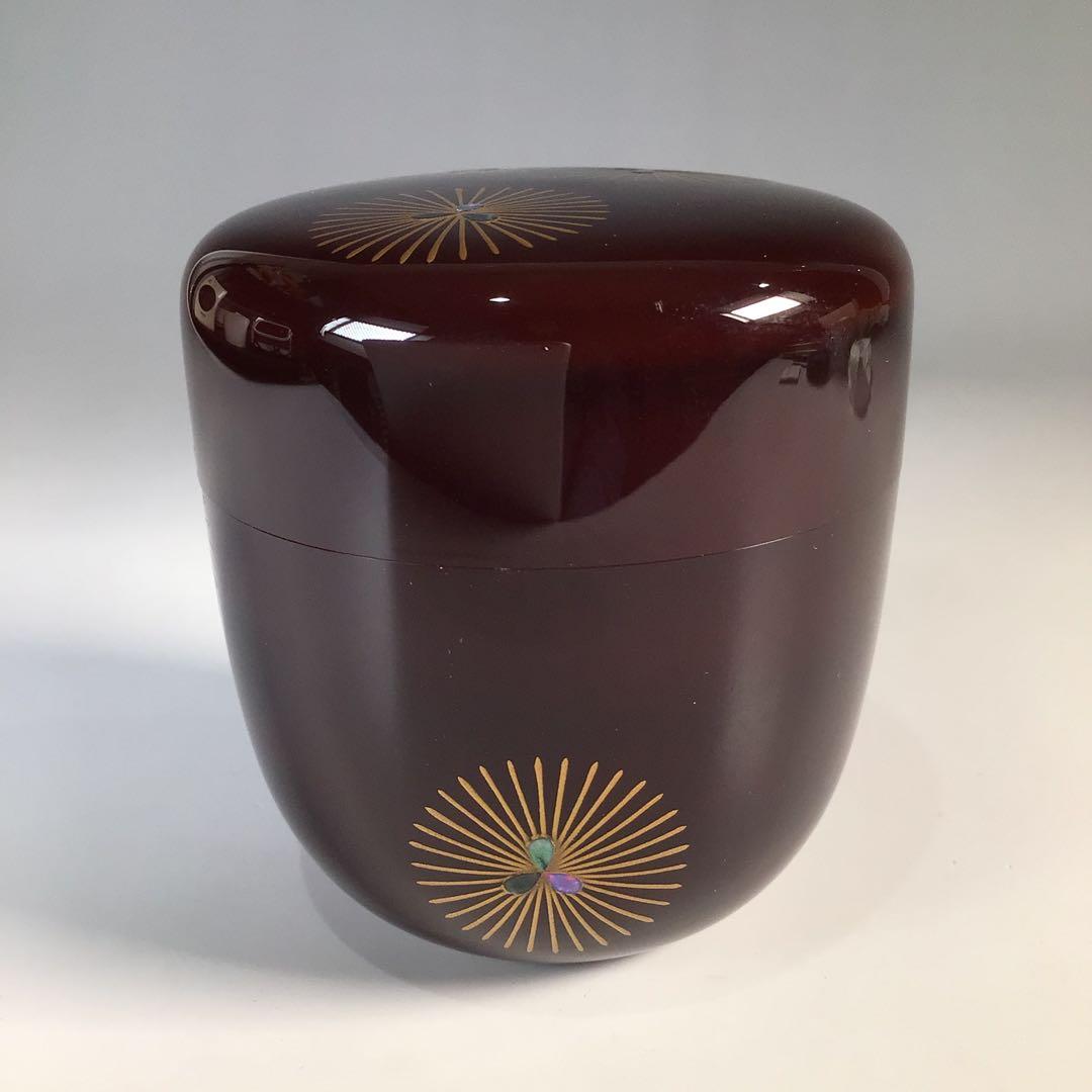 M754 中棗 『加賀蒔絵師 田中宗凌作』『溜塗』『唐松蒔絵』 共箱