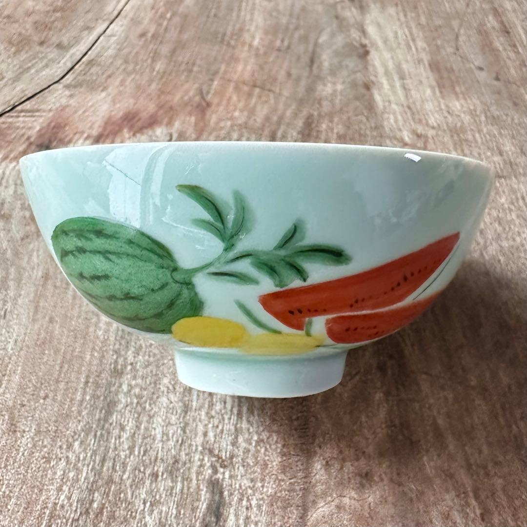 希少】 清朝期 色絵 粉彩 果物 蟷螂 茶碗 鉢 唐物 中国古美術 古玩