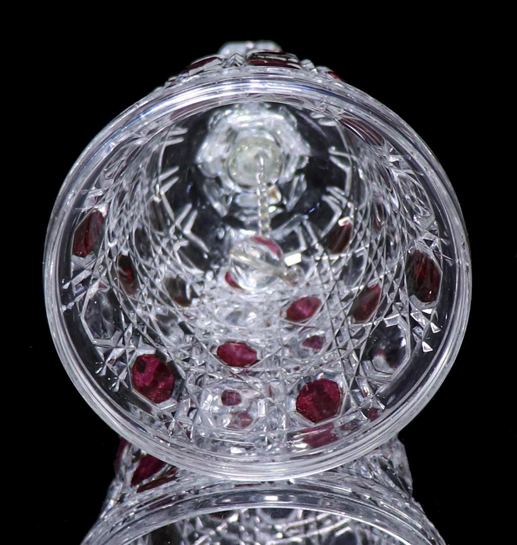 オールド・バカラ上級作品 ワインレッド色被せ装飾 ディアマン・ピエーリー 呼び鈴