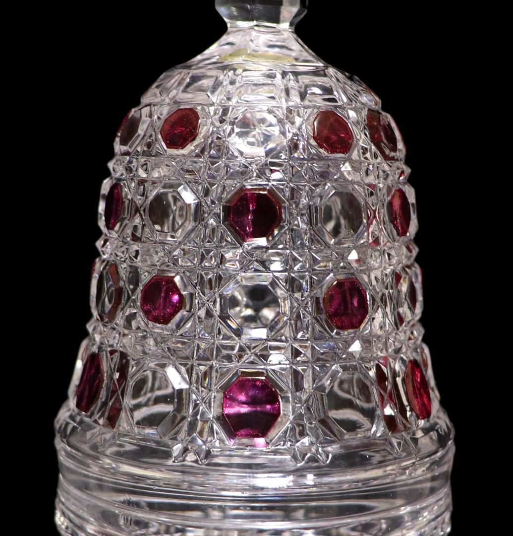 オールド・バカラ上級作品 ワインレッド色被せ装飾 ディアマン・ピエーリー 呼び鈴