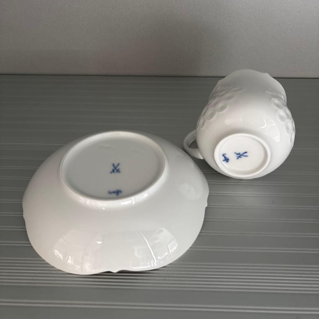 マイセンホワイトレリーフ　コーヒーカップ&ソーサー　6客セット