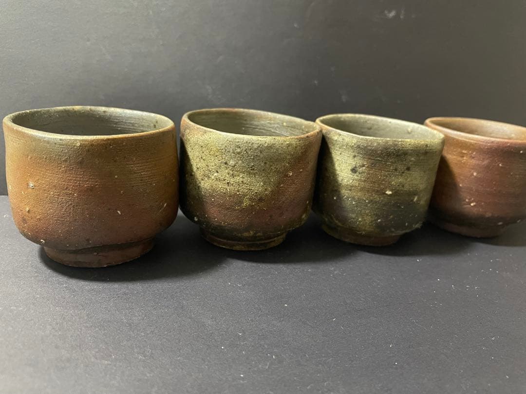 備前焼　鈴木常喜 作　酒器セット　ぐい呑・徳利・湯呑み・お猪口　銘あり