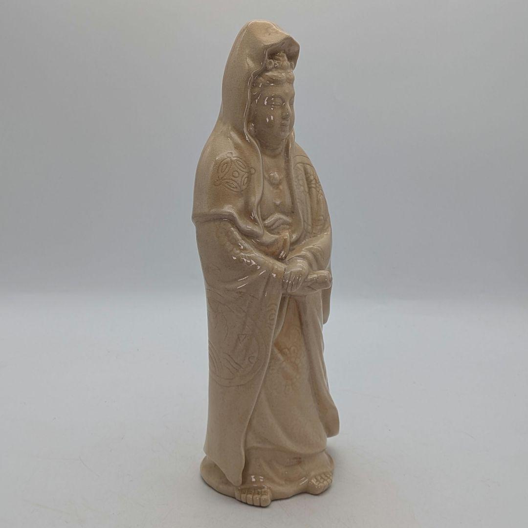 陶華山窯 松尾藻風 萩焼 観音菩薩立像 陶像 陶器人形 仏像 観世音菩薩 置物