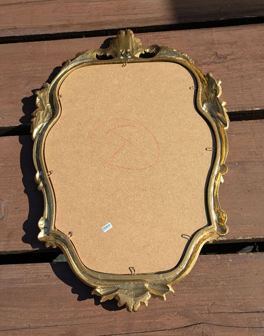 装飾的な壁掛け鏡　イタリア ミラー ゴールド アンティーク ロココ イサス