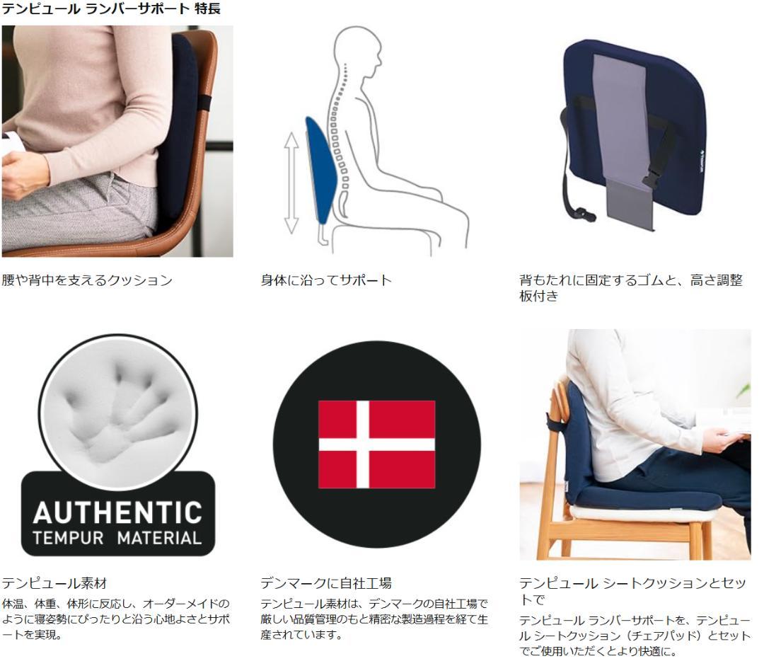 テンピュール(Tempur) クッション ランバーサポート　高さ調整板付き