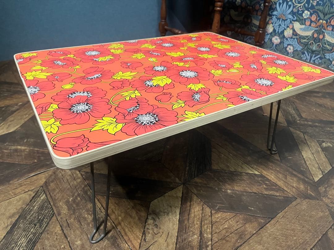 レトロポップ 花柄 折りたたみテーブル 座卓 昭和レトロ 当時物