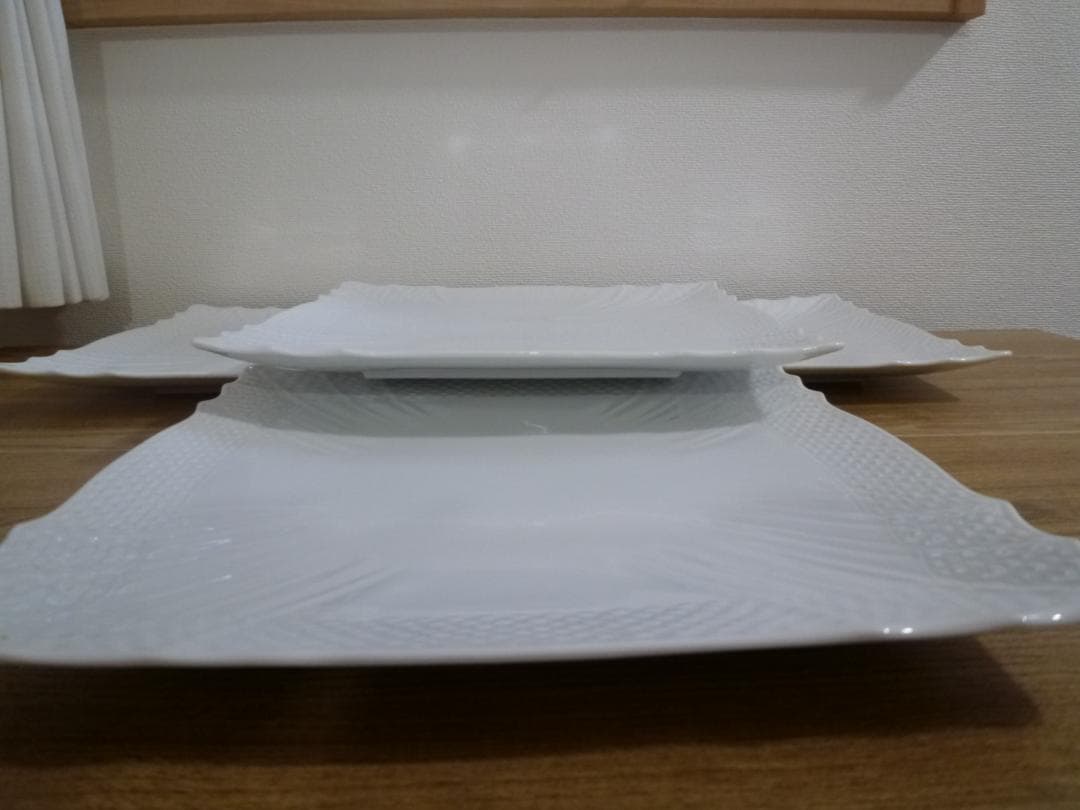 「未使用」ジノリ ベッキオホワイト 22㎝ スクエアプレート、4枚