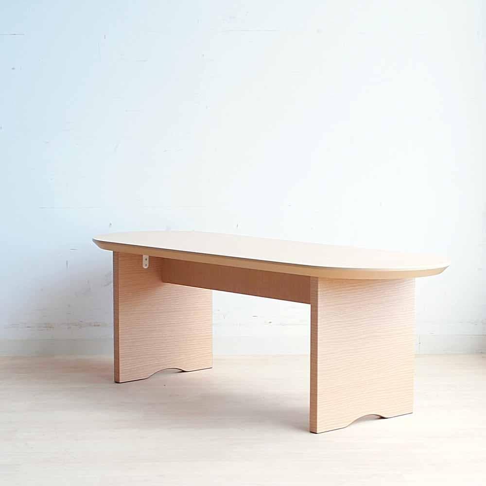 美品 楕円のコーヒーテーブル 120cm ナチュラル リビング ZR24181