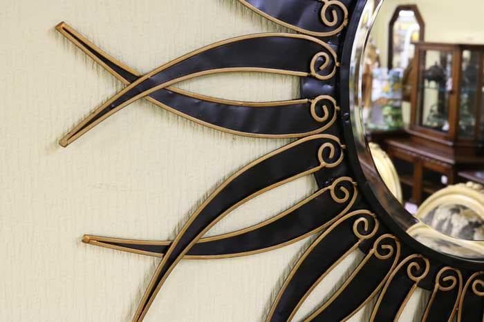 イタリア製 ブラックサン 壁掛けミラー 鏡 アイアン