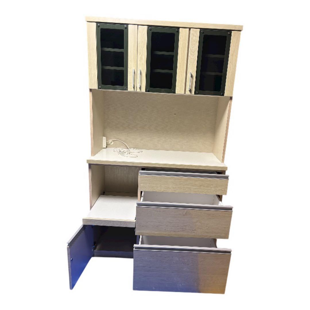 直接お渡し限定　キッチン収納 食器棚 ガラス扉付き