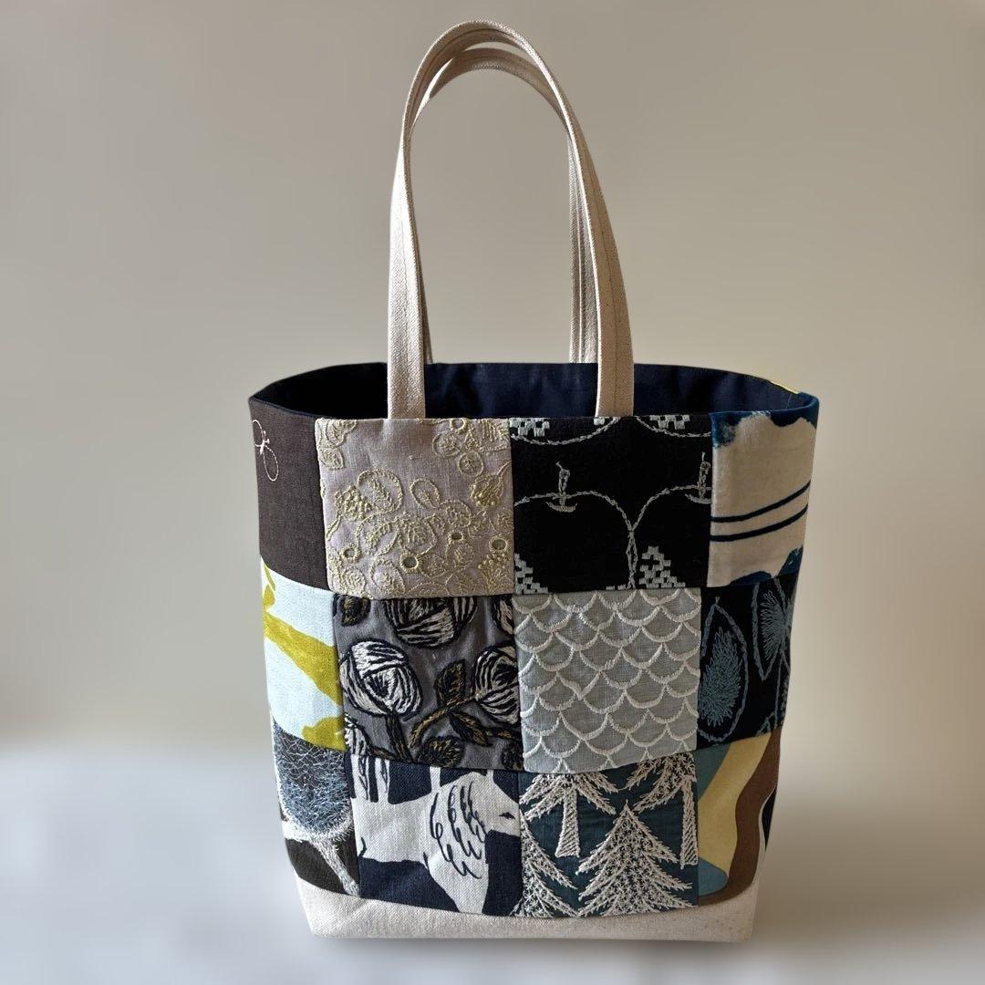 ミナペルホネン 生地使用　パッチワークトートバッグ　お散歩バッグ