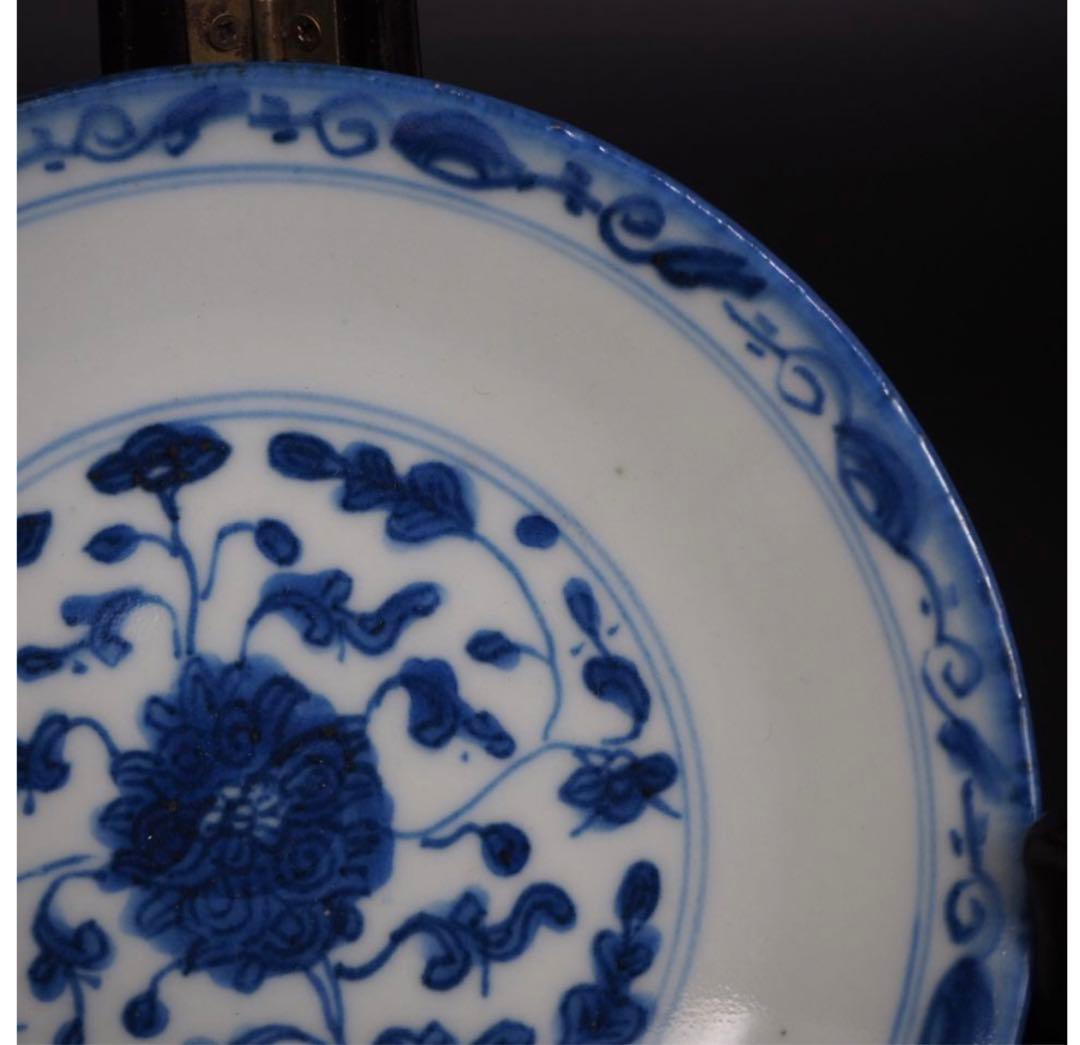 送料無料　本物保証　清時代　染付/青華中皿　無傷　径15ｃｍ