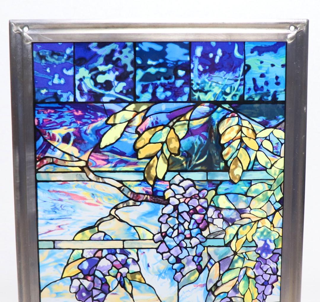 ルイス・C・ティファニー ヴィンテージ ステンドグラス 縦長型 藤の欄間