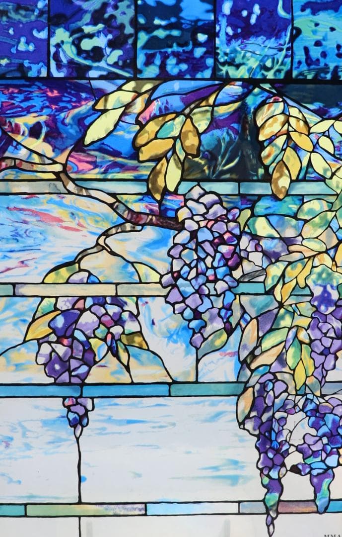 ルイス・C・ティファニー ヴィンテージ ステンドグラス 縦長型 藤の欄間