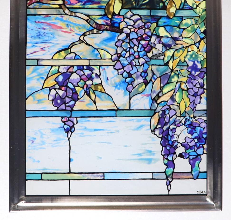 ルイス・C・ティファニー ヴィンテージ ステンドグラス 縦長型 藤の欄間