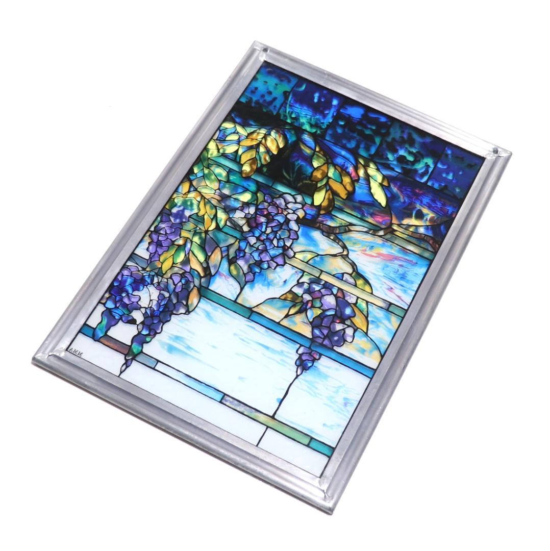 ルイス・C・ティファニー ヴィンテージ ステンドグラス 縦長型 藤の欄間