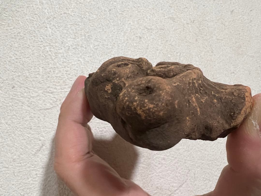 縄文時代後期 山型土偶 頭部 耳環 イアリング 福島県 出土 発掘 骨董 古美術