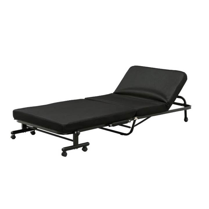 アイリスオーヤマ 折りたたみベッド 低反発 14段階リクライニング ブラック