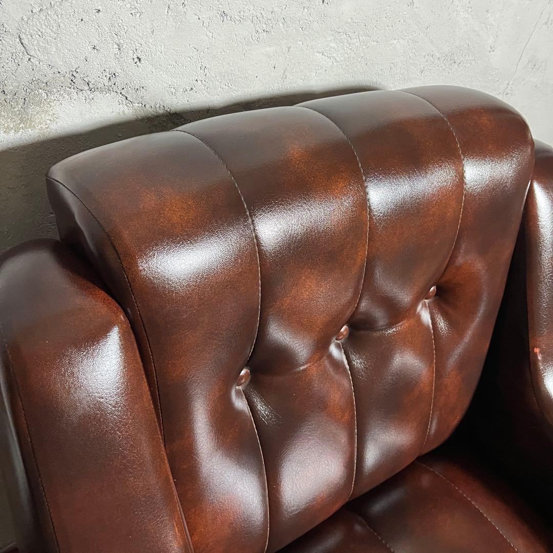 レトロ ソファ アンティーク調 肘掛け木製デザイン ビンテージ家具 昭和レトロ