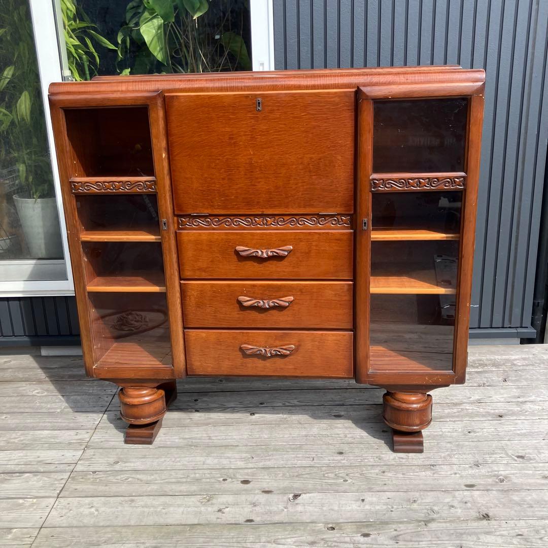 英国アンティーク MILWOOD 木製 ライティングビューロ サイドボード