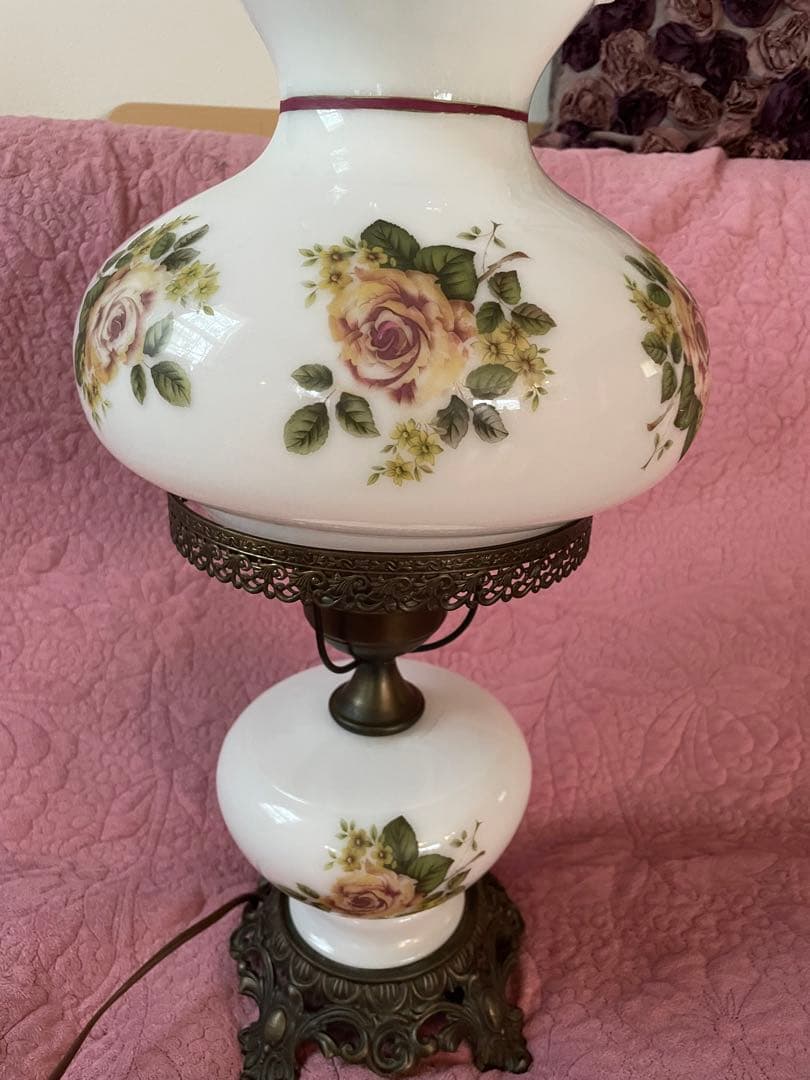 アンティーク手描きガラスランプ