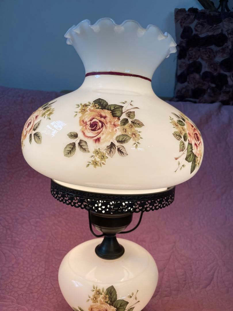 アンティーク手描きガラスランプ