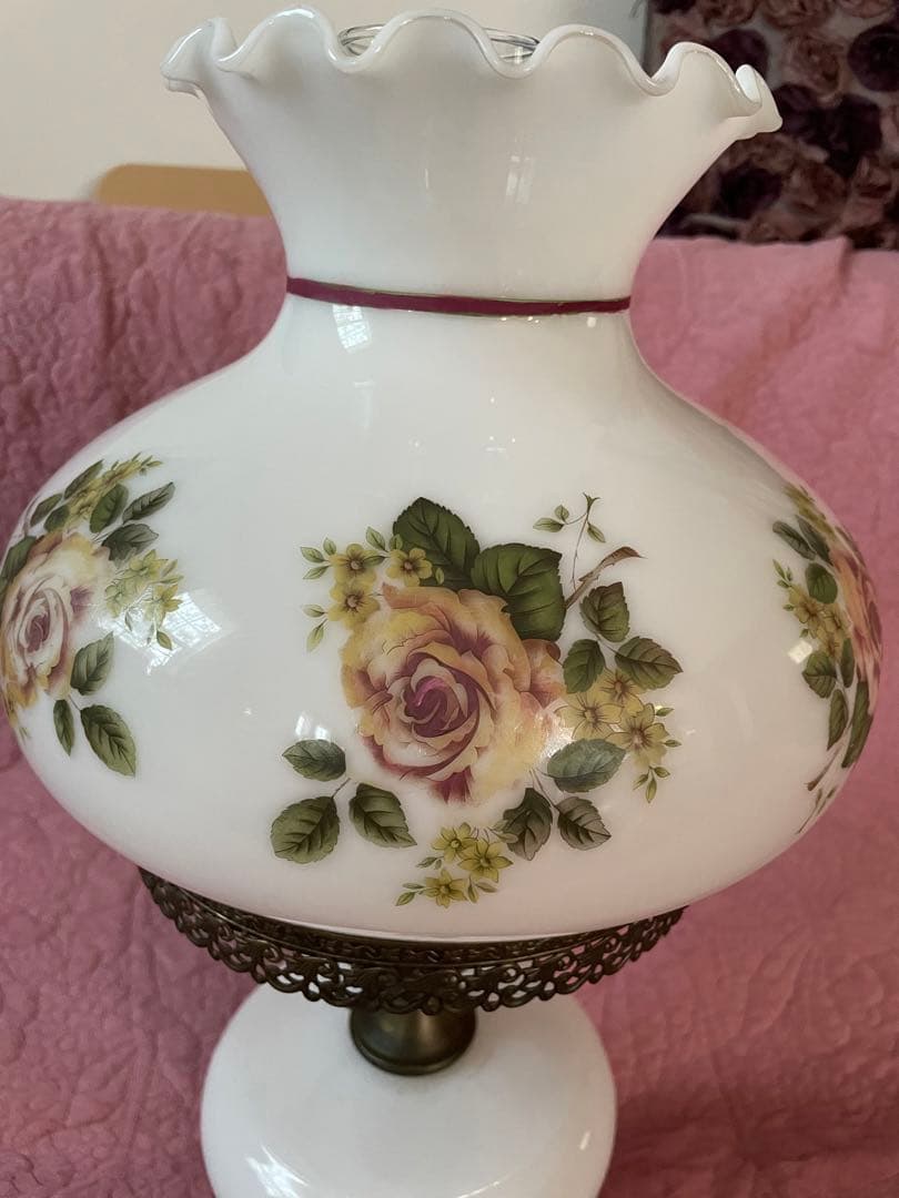 アンティーク手描きガラスランプ