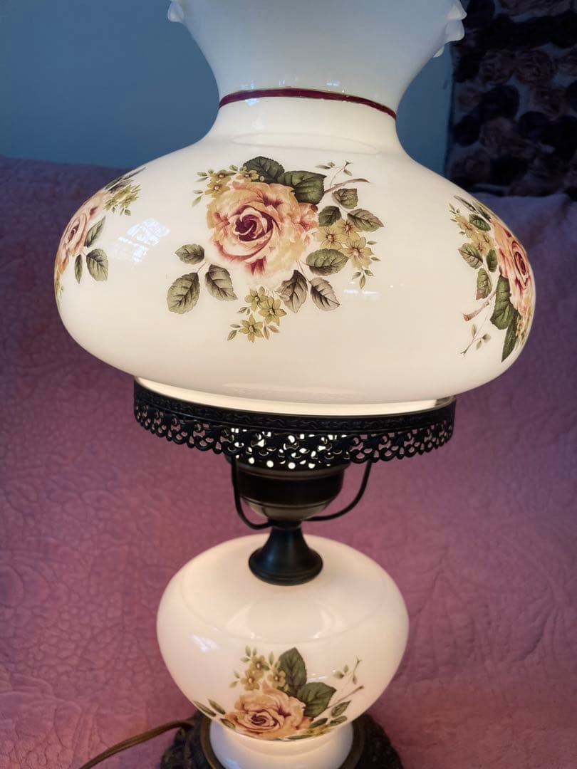 アンティーク手描きガラスランプ