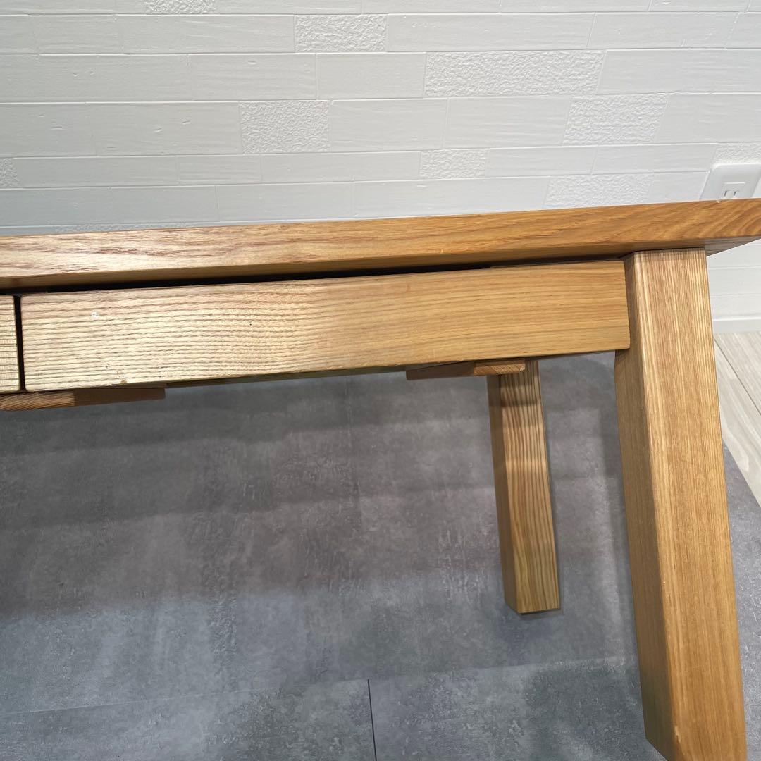 無印 木製 タモ材 ローテーブル 座卓 引き出し付き 60×90㎝ 廃番品 美品