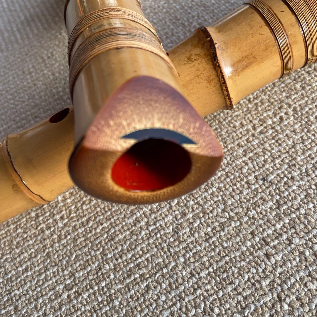 133値下げ　尺八　一尺八寸管　円山銘　貴重な金唄口