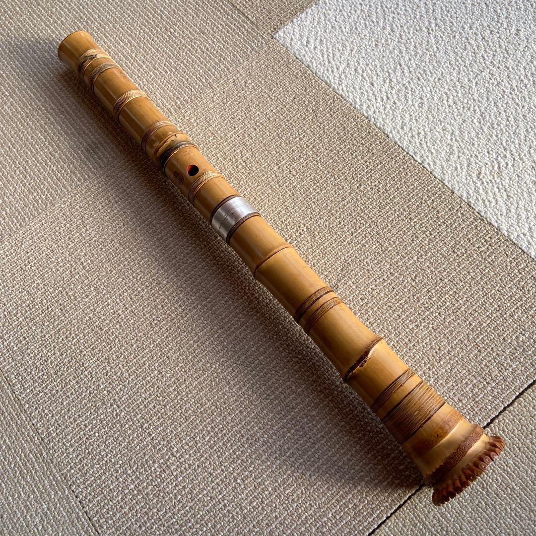 133値下げ　尺八　一尺八寸管　円山銘　貴重な金唄口