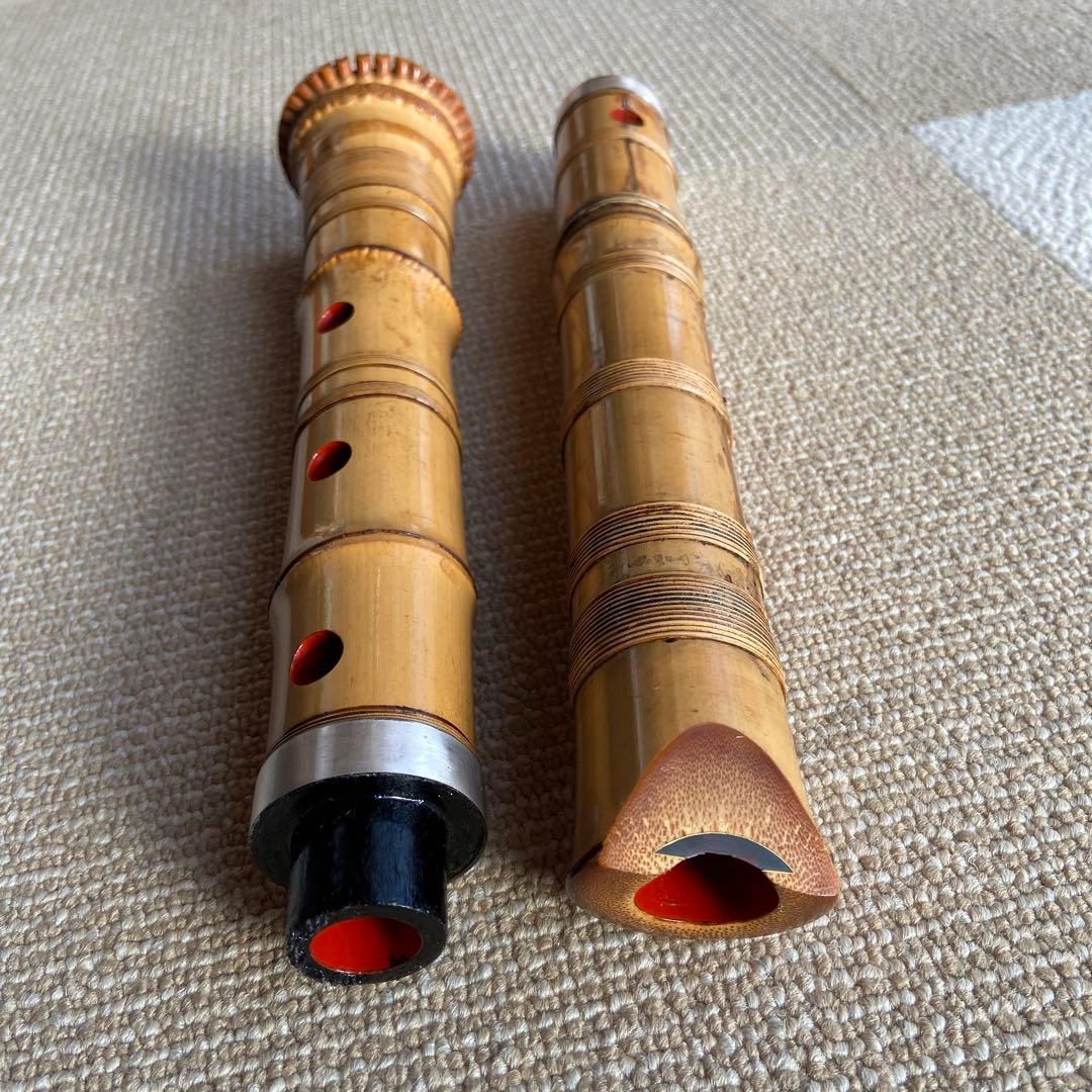 133値下げ　尺八　一尺八寸管　円山銘　貴重な金唄口