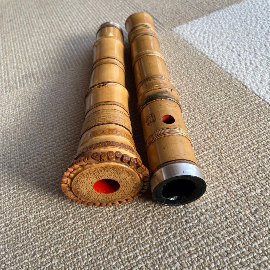 133値下げ　尺八　一尺八寸管　円山銘　貴重な金唄口